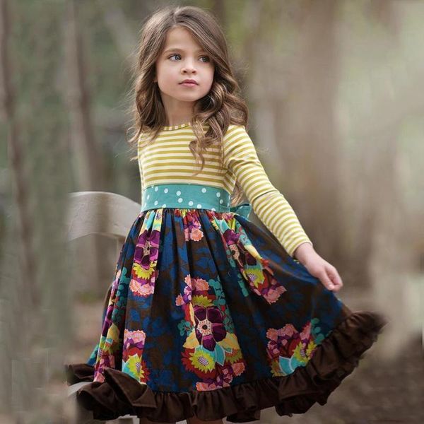 

малыш baby girls полосатый dot повседневная принцесса цветочные платья наряды одежда девушки детские платья для платья vestidos 2020, Red;yellow