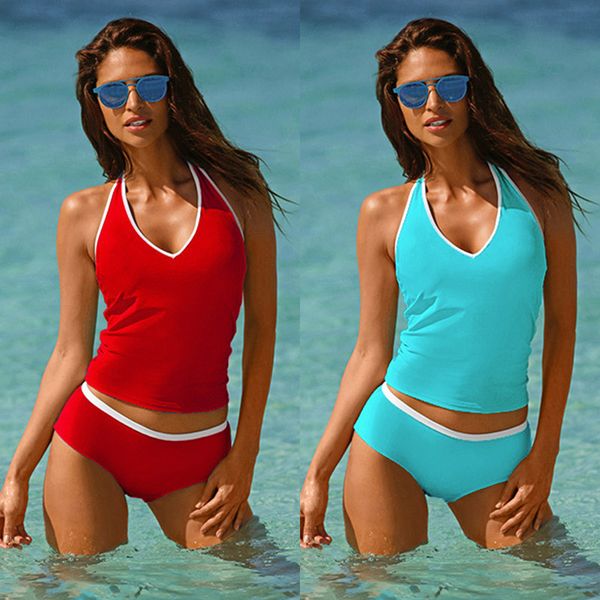 

women's swimming suit conservative swimwear women bikini set bathing suits solid color swimsuit women beach swimwear new bikini