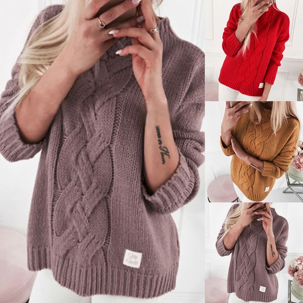 

2019 autumn winter solid high street turtleneck knitted sweater women casual long sleeve solid loose pullovers kintted sweaters, White;black