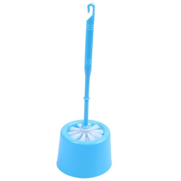 

bathroom toilet cleaning brush and holder standing set sky blue