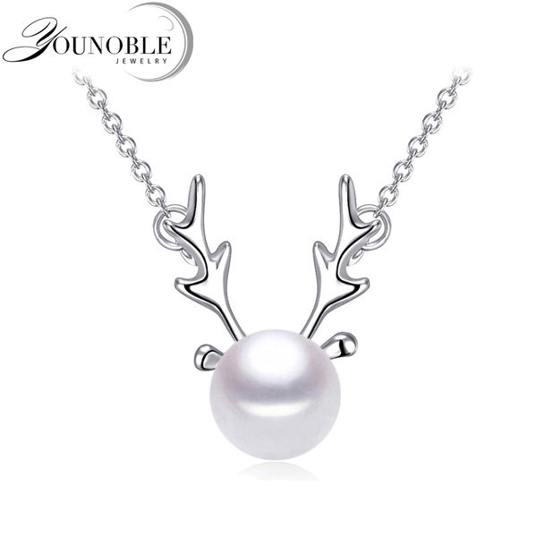 

christmas milu 925 silver pearl necklace women,real natural pearl pendant girl gift