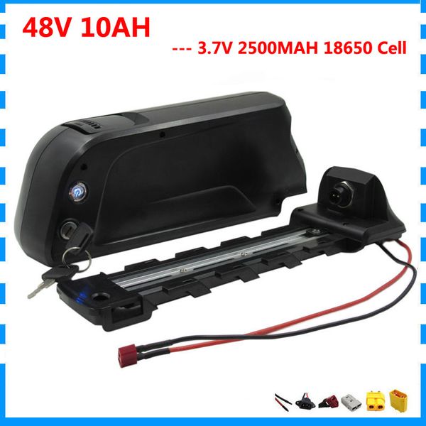 500 Watt 48 V 10Ah Down Tube Ebike Batterie 48V Lithium 18650 Bike Batteriepack mit 5V 1A USB-Anschluss 15A BMS 54.6V 2A Ladegerät