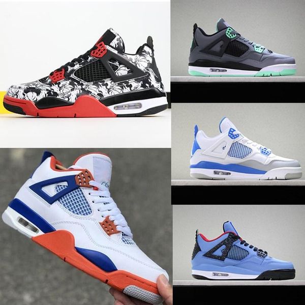 

with box designer tattoo 4 singles day 4s mens women raptors basketball shoes white cement grey black red bred j4 sneakers