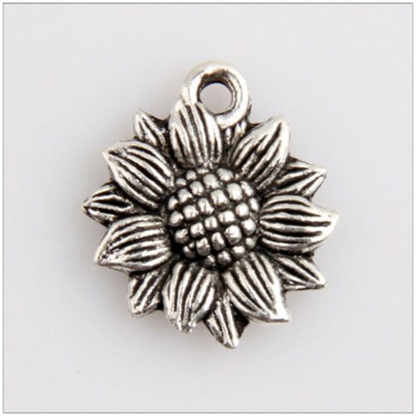 

35pcs horticultural plant sunflower tibetan silver jewelry pendant jewelry making charm, Bronze;silver