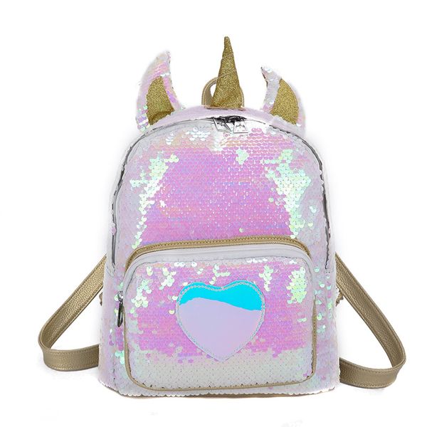 

harajuku unicorn sequined girl fan backpack mini backpack