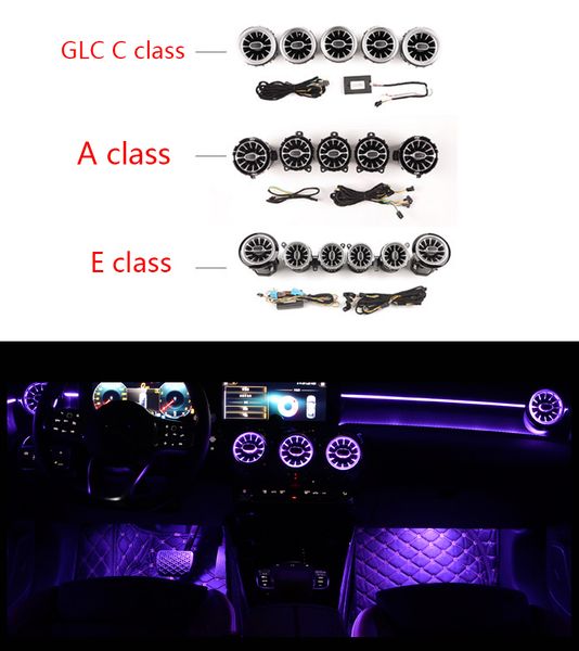 

led turbine air vent car air condition vent decoration ambient light lamp for a /c /e/ glc/ cla class w205 w213 x253 w117