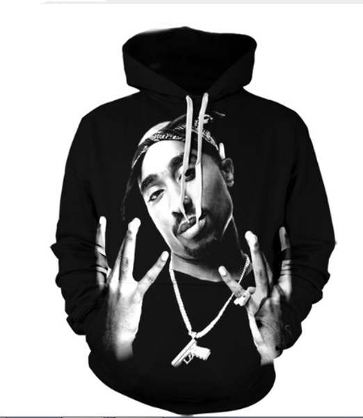 

новая мода рэппер пресловутый b. i. g. biggie smalls тупак 2pac случайные толстовки унисекс смешные 3d печати толстовки пуловеры графический, Black