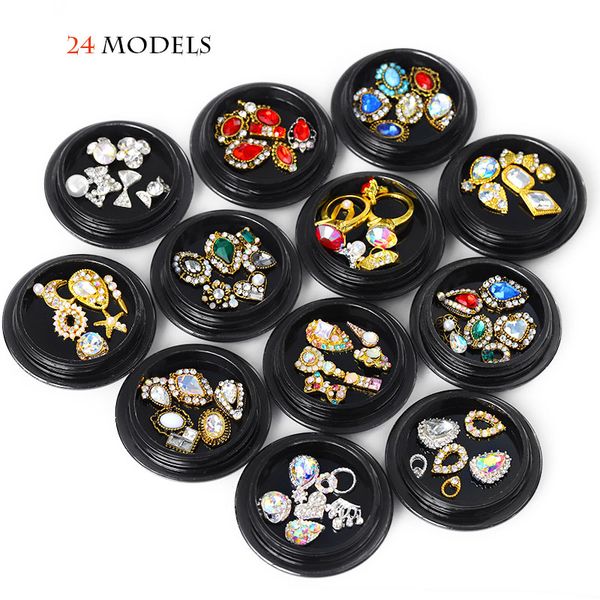 

6pcs/box 3d nail art gem glittering rhinestone beads diy manicure decor nail art oa66, Silver;gold