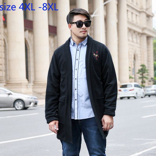 

2019 new arrival fashion winter super large long turn collar coat loose thick casual hand-painted hoodies plus size 4xl-7xl 8xl, Black
