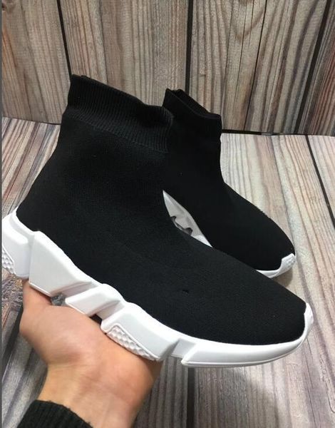 

2019 new paris speed trainers knit sock shoe original luxury designer mens womens sneakers high casual shoes 36-45, Black