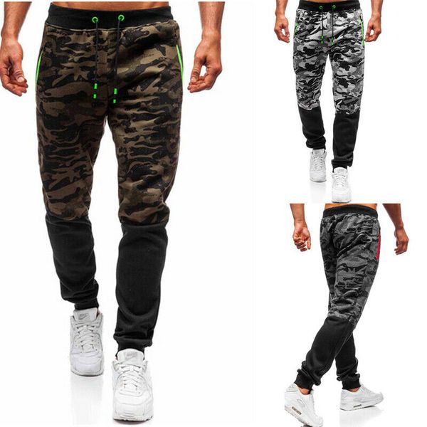 

camouflage man pants men's long casual sport pants slim fit trousers running joggers sweatpants brand men new, Black