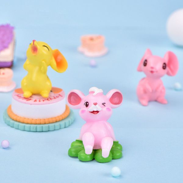 

new year cartoon mouse figurine animal miniature resin ornaments gift moss terrarium micro landscape succulent cacti accessory fairy garden