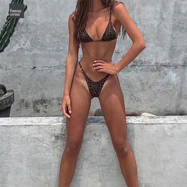 

треугольник строка sexy купальники женщины купальники микро купальники push up леопардовый leopard женский бразильский thong bikini 2019, White;black