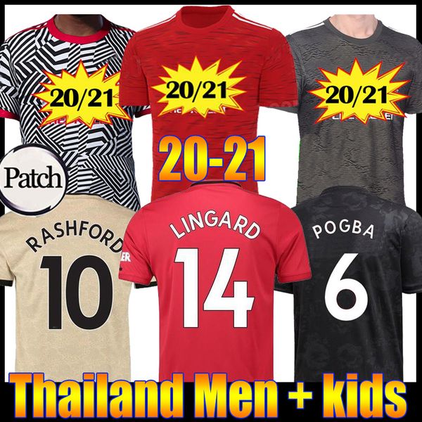 

fans version rashford pogba fernandes 19 20 21 manchester soccer united jersey utd 2020 2021 football kit shirt men kids sets uniforms, Black;yellow