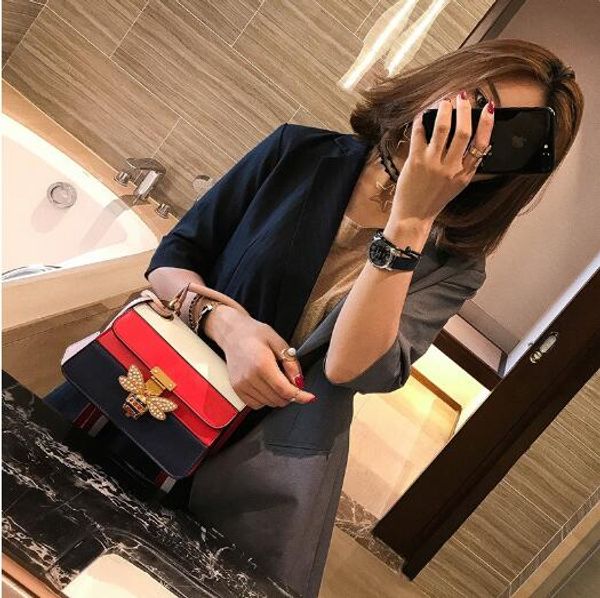 

2019 Luxury Crossbody bag Women Colorful splicing Little Bee Bags GG Design Handbag Female Shoulder Bags Messenger Bag Sac Femme