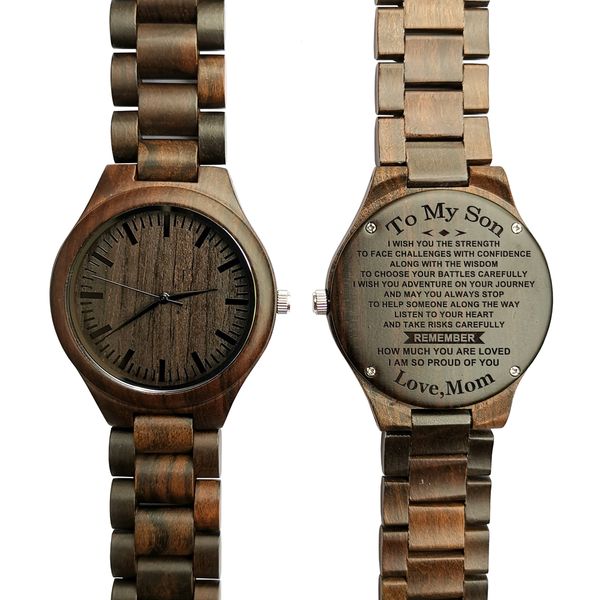 

i know you can be - from dad to son engraved wooden watch, Slivery;brown