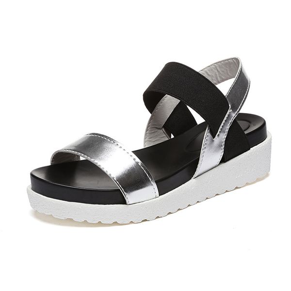 

summer shoes 2019 woman platform sandals womens soft pu leather casual open toe gladiator wedges trifle mujer women sandals adf-68574, Black