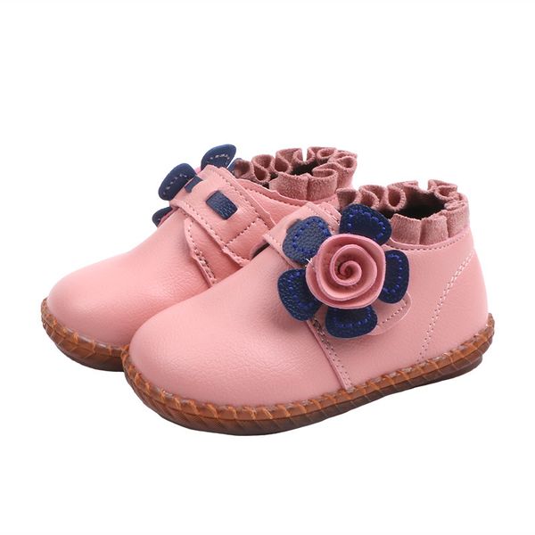 

2019 autumn and winter new korean version of the flower girl plus velvet two cotton baby boots soft-soled kids cotton shoes, Black;grey