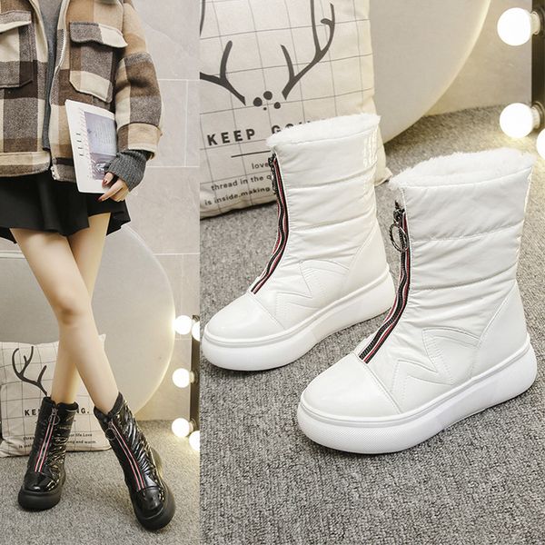 

foreign trade snow boots women's 2019 new fashion warm thick waterproof cotton shoes sweet short boots women winter velvet, Black