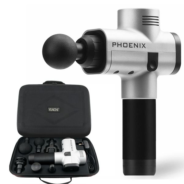

phoenix a2 massage gun professional vibrating massager electric health care body relief therapy low noise 4 heads