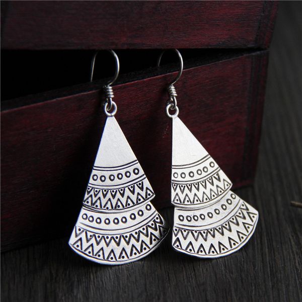 

32*44mm 100% 925 sterling silver vintage drop earring for women handmade fine jewelry, Golden;silver
