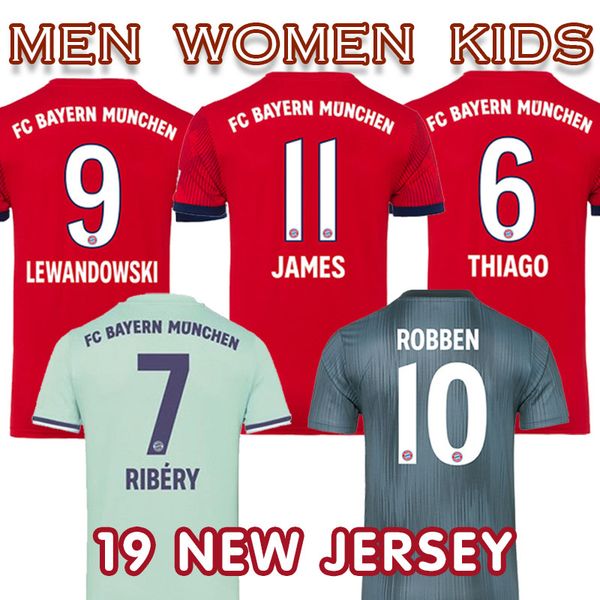 

2019 munich occer jer ey jame lewandow ki robben muller home away third football hirt munich men women kid uniform