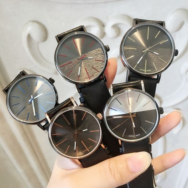 

items 2020 brand man leather watch famous designer 5 colors black japan movement luxury quartz clock wholesale price drop shipping, Slivery;brown