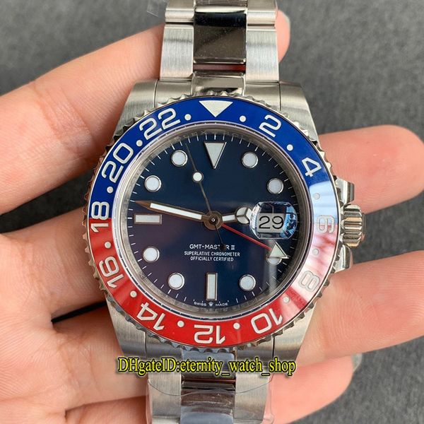 

v2 upgrade version gmf 126719 gmt ii cal.3186 automatic 116719 126710 mens watch 904l steel pepsi ceramic bezel correct hand stack watches, Slivery;brown