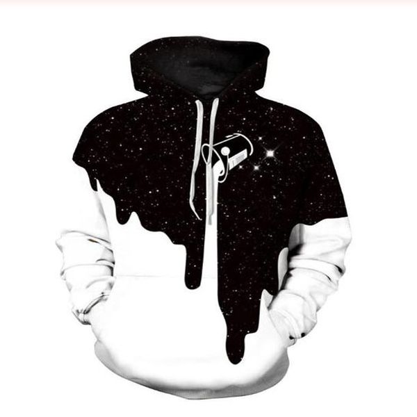 

new fashion spilled milk space galaxy crewneck sweatshirts women/men casual hoodies funny 3d print pullovers mw02, Black