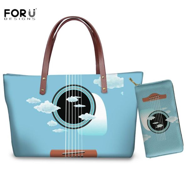 

forudesigns guitar pattern design neoprene women handbag casual large tote bags for ladies handle bag & leather purse