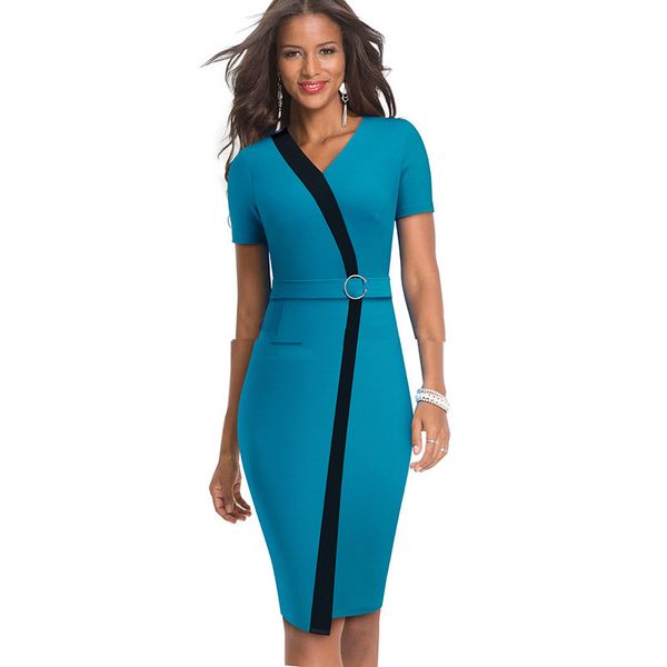 

womens zipper bodycon dresses slim v neck pencil dresses summer designer panelled fashion office lady dress, Black;gray