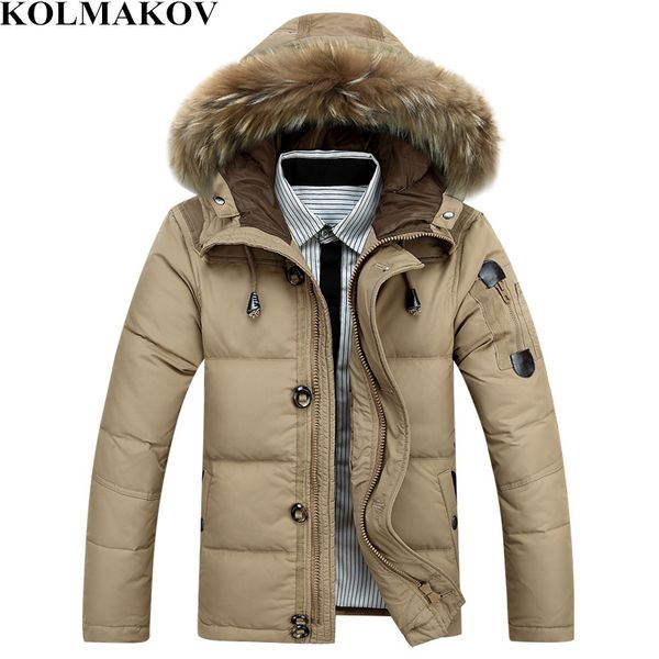 

new men duck down jacket winter coat brand mens parkas coats 2018 men's fur hooded thick parkas jacket ourwear large sizes m-3xl, Black