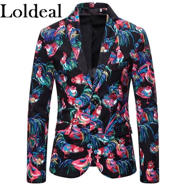 

loldeal colorful animal print men's suit 3d digital print suit men's blazer notch lapel polyester red / slim, White;black
