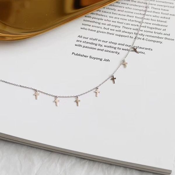

personalized fashion cross women necklace 925 sterling silver collar contracted choker wedding chain gift for friend