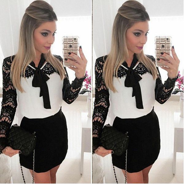 

new fashion women ladies long sleeve bodycon casual o neck party evening club wear lace female mini dress, Black;gray