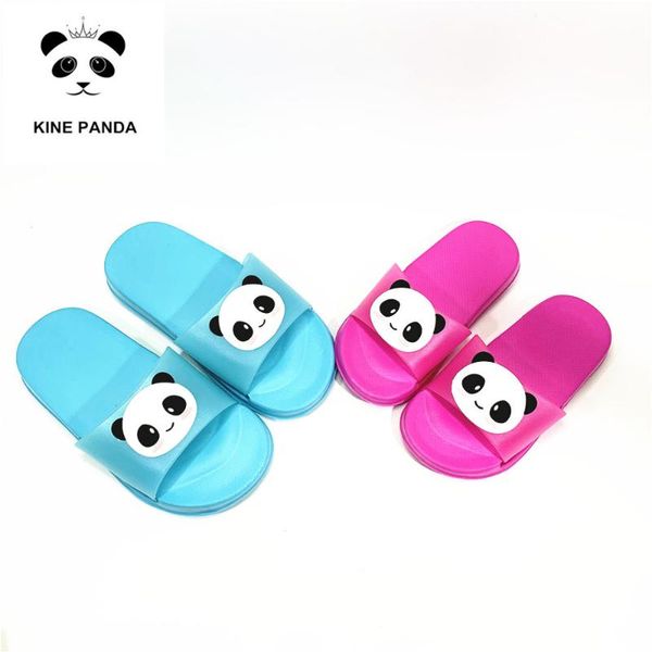

kine panda little kids slippers girls boys toddler baby slippers children cartoon panda indoor garden shoes 3 4 5 6 8 years old, Black;grey
