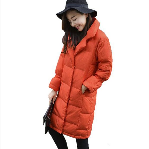 

female warm winter jacket women coat thin new fashion brand 90% white duck down parka ultra-light down jacket, Black