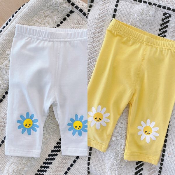 

0-2-year-old baby daisies leggings summer 2020 baby girl foreign tight tight style capri pants newborn thin pants, Blue
