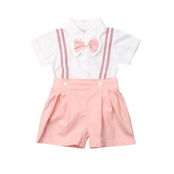 

6m-3years 2pcs set toddler kids baby boy short sleeve t-shirt+shorts pants outfits clothes, White