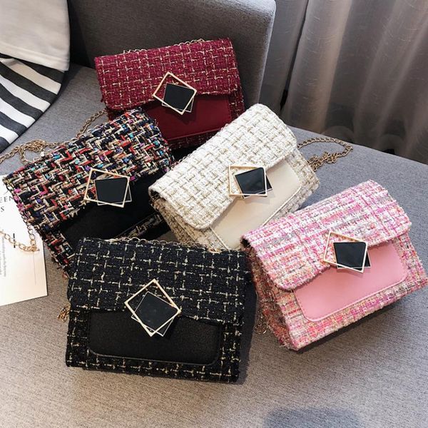

сумки женские сумки мода цепи плед crossbody сумки для женщин 2020 элегантный ткачество messenger плеча мешок