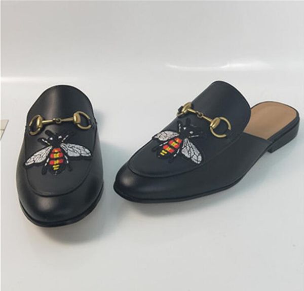 

1Luxury leather loafers Muller Designer slipper Mens shoes with buckle Fashion Men Women Princetown slippers Ladies Casual Mules Flats 35-44