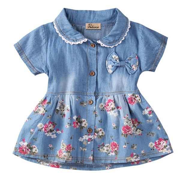 

baby girl dress 2018 лето дети с коротким рукавом рождество девушки джинсовые цветочные платья дети принцесса бантом цветок платье, Red;yellow