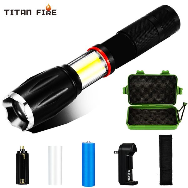 

led 8000 lumens handheld tactical flashlight 18650 cob lantern magnetic 6 modes water resistant for emergency