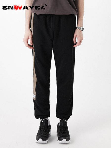 

enwayel 2019 spring hip hop уличная straight шаровары для мужчин мода side zipper срощенной design новое прибытие quality546, Black