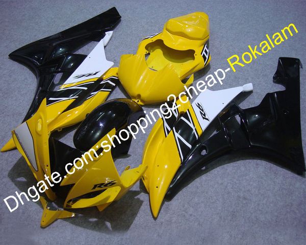 YZF600 R6 06 07 Verkleidung für Yamaha YZF-R6 2006 2007 YZFR6 Sport Motorrad Gelb Schwarz Weiß Verkleidungen Aftermarket Kit (Spritzguss)