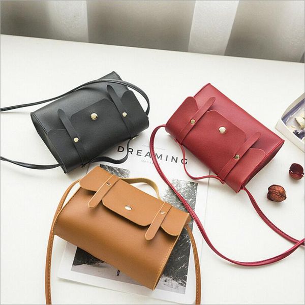 

women's fashion shoulder bag pu leather solid color simple mini handbag