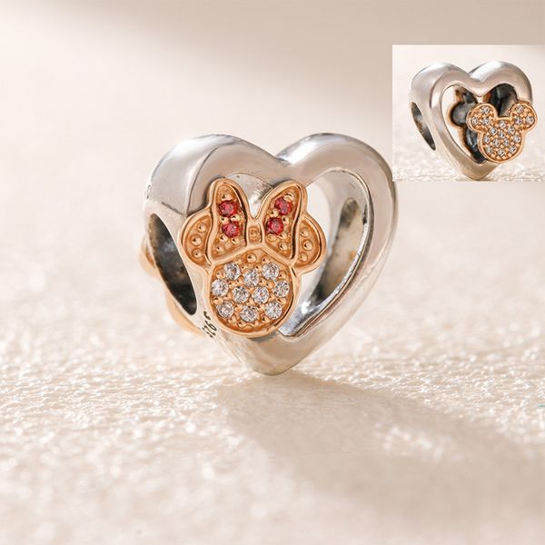 

diy шарики сердца для изготовления ювелирных изделий мыши любви икона подвески женщина шарики для оригинала серебра 925 змеиного браслеты ро, Bronze;silver