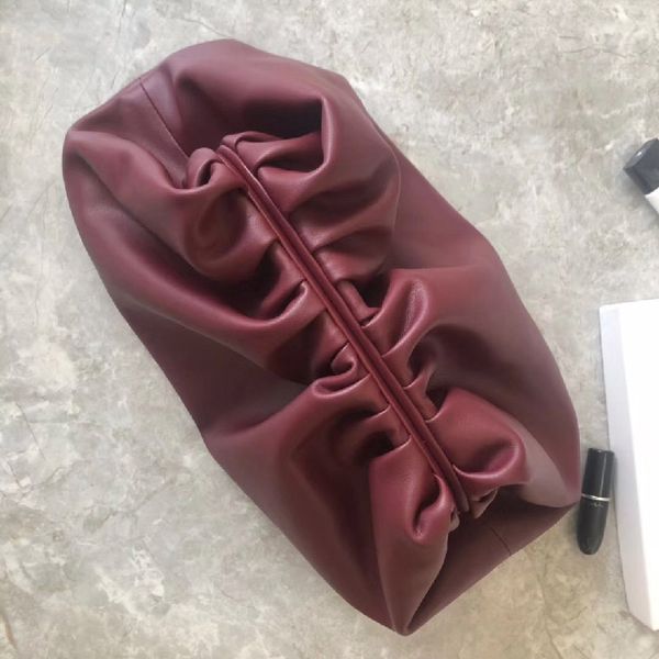 

genuine cow leather cloud bag soft wrinkled dumplings bags strapless luxury handbags women designer hand grasp clutch bag