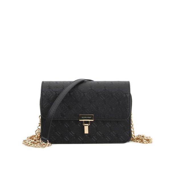 

silver women messenger bag new season faux leather 922-31531 m46 black-matte black