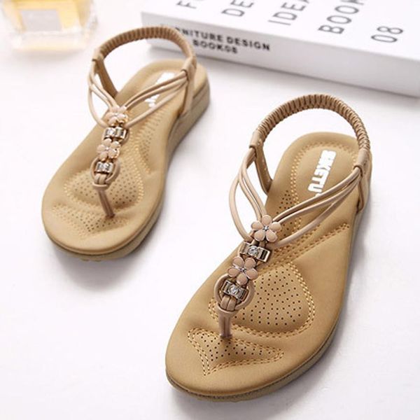 

women's sandals fashion female flip flops rhinestone fashion flat large size casual beach shoes gladiator sandalias, Black